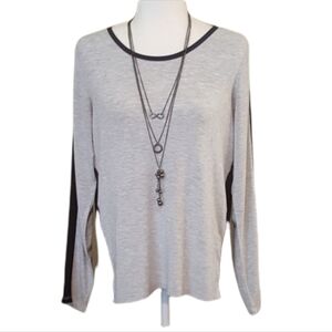 DKNYC -‎ Color Block Gray & Black Long Sleeve Top